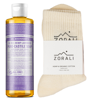 Bonus Gift - Lavender Pure-Castile Liquid Soap & Zorali Hemp Socks