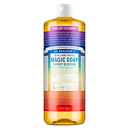 Dr. Bronner's Magic Soap bottle with cherry blossom scent on a white background [946mL]