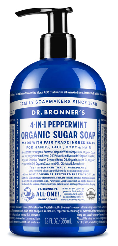 Peppermint - Organic Sugar Soap - peppermint-organic-pump-soap
