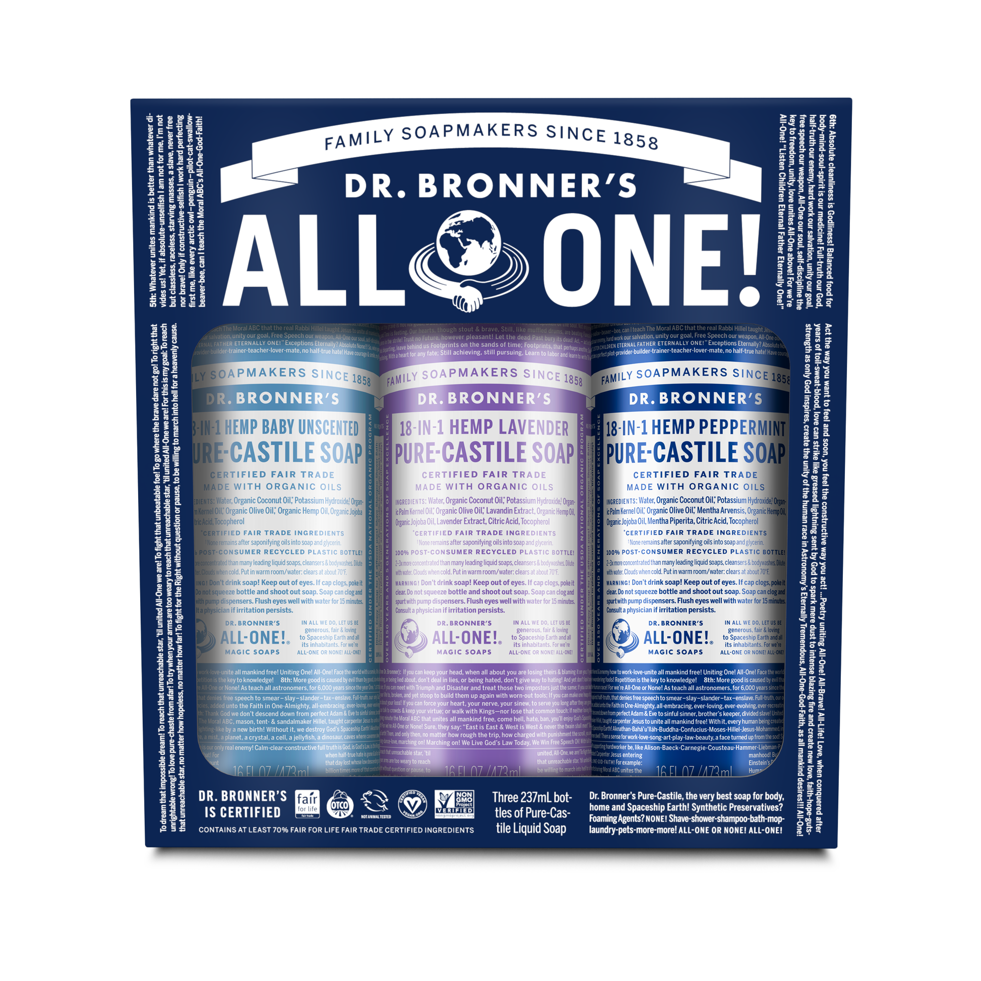 Dr. Bronner's Cosmic Classics Liquid Soap Multi Pack